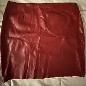 Maroon Skirt 55% Polyester/45% PU (another name for Faux leather-18 inches long